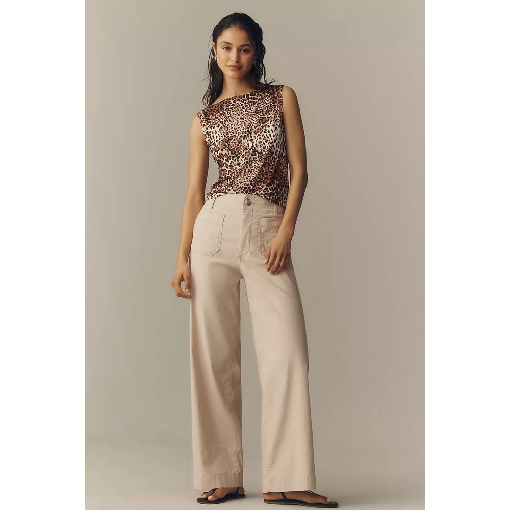 NWT Anthropologie Maeve Sleeveless Printed Boat-Neck Tank Sz S Animal Print
